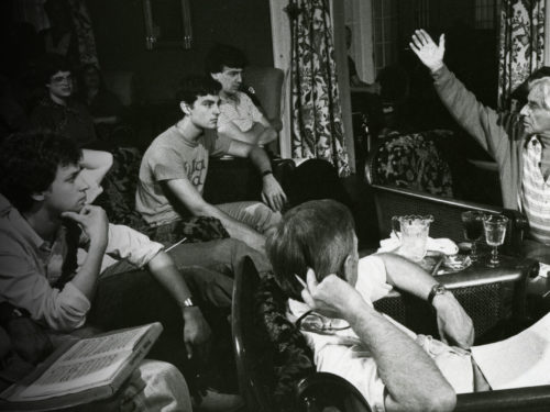 Leonard Bernstein gives a master class to TMC students at Seranak, ca. 1988. (Credit: Walter H. Scott/Boston Symphony Orchestra Archives)