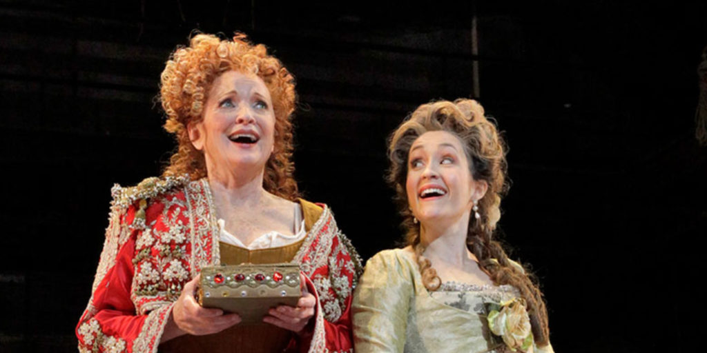Christine Ebersole as the Old Lady and Erin Morley as Cunegonde in LA Opera’s 2018 production of “Candide.” (Credit: Ken Howard / Courtesy LA Opera)