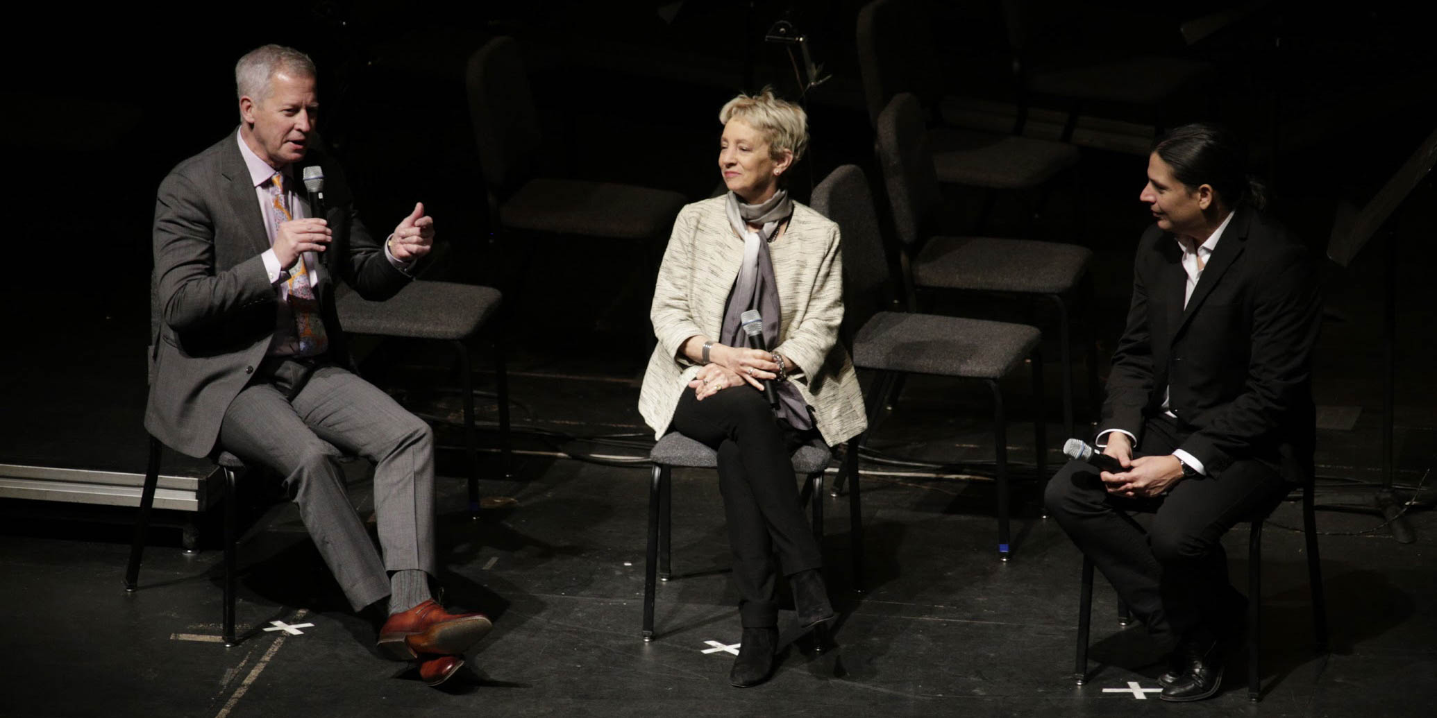 George Hanson, Jamie Bernstein, and Jose Luis Gomez give a pre-concert talk at the Tucson Symphony’s production of Kaddish. (Credit: Tucson Desert Song Festival)