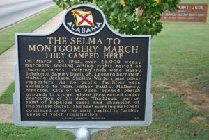 A placard marks the campsite. (The Selma to Montgomery March: "They camped here") | Courtesy of The Leonard Bernstein Office, Inc.