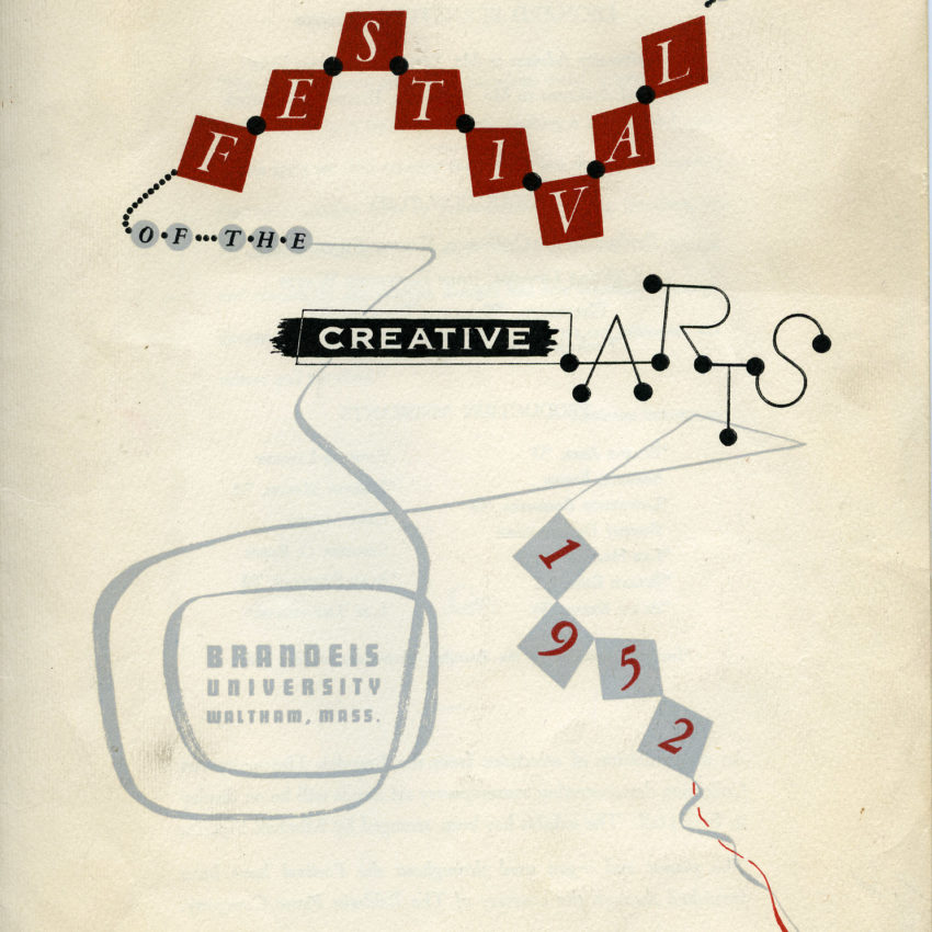 Brochure from the inaugural Festival of the Creative Arts, 1952 (pg 1). Courtesy of the Robert D. Farber University Archives & Special Collections Department, Brandeis University.