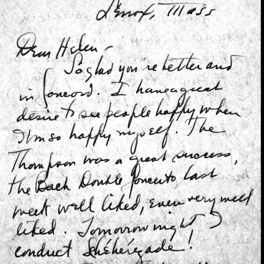 Letter from Leonard Bernstein to Helen Coates, 1940. (Library of Congress, Music Division)