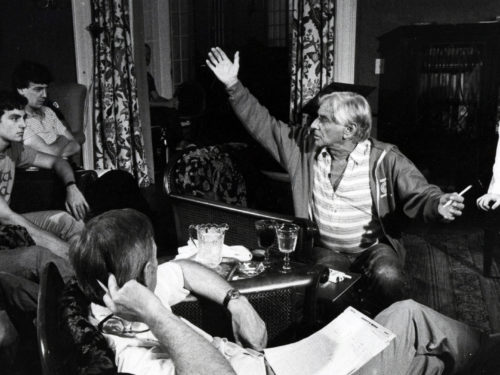 Leonard Bernstein gives a master class to TMC students at Seranak, ca. 1988. (Credit: Walter H. Scott/Boston Symphony Orchestra Archives)