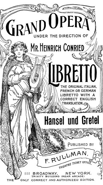 Hansel und Gretel libretto cover. Image courtesy of Project Gutenberg.